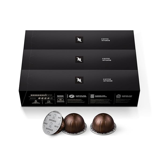 Nespresso Capsules Vertuo, Intenso, Dark Roast Coffee, 30-Count Coffee Pods, Brews 7.8oz.