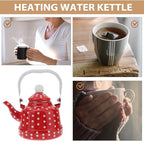 Cabilock Enamel Tea Kettle - Stovetop Teapot with Handle, 1.1 Quart Fast Heating Hot Water Pot for Gas, Induction, Electric, Farmhouse Kitchen Decoration (No Whistling)