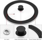Universal Lid for Pots,Pans and Skillets - Tempered Glass with Heat Resistant Silicone Rim Fits 8", 8.5" and 9.5" Diameter Cookware,Black