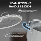 SUNHOUSE - 3.1 Quart Steamer Pots with Lid 2-Tier Multipurpose Stainless Steel Steaming Pot Cookware with Handle for Vegetable, Dumpling, Sauce, Food - Triple Bottom, Measurement Line