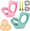LEPCY Uncrustables Sandwich Maker Sealer Cutter, Crustless Sandwich Cutter, PB&J Uncrustable Maker - Pink Square Shape + Blue Round Shape