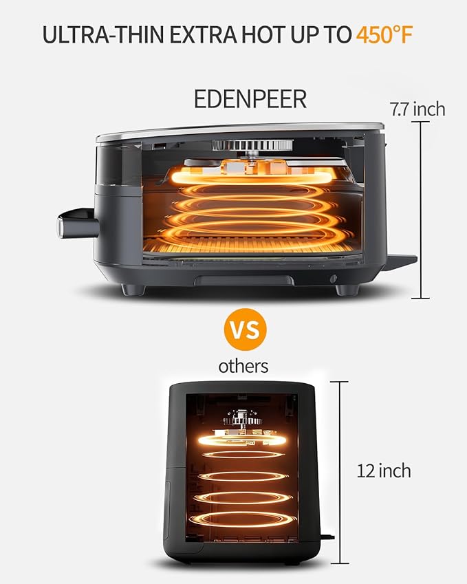 Large Air Fryer 6QT, 11-in-1 Fast Cooking Air Fryer with Top & Bottom Heating, No Flip Needed, Quiet 50dB, Family Size Digital Air Fryer for Healthy Meals, Fits a 12" Pizza or Steaks