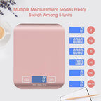 Digital Shipping Scale,Stainless Steel Panel, Accurate Portable Postal Scale for Packages, Small Business,Kitchen, Food, Handmade, Liquids, and Boutique (Rose Gold Battery(5kg/1g))