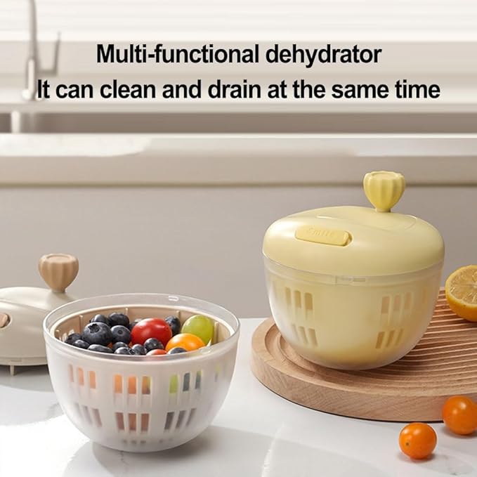 Simple Operation Salad Spinner for Efficiently Washing Your Favorite Vegetables (yellow)