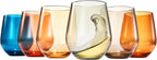 Khen European Style Shatterproof Tritan Stemless Wine Glasses, Acrylic Glass Drinkware, Unbreakable Colored, 6 - Set - BPA-free plastic, Reusable, Dishwasher Safe, All Purpose Glassware 15oz - (Muted)