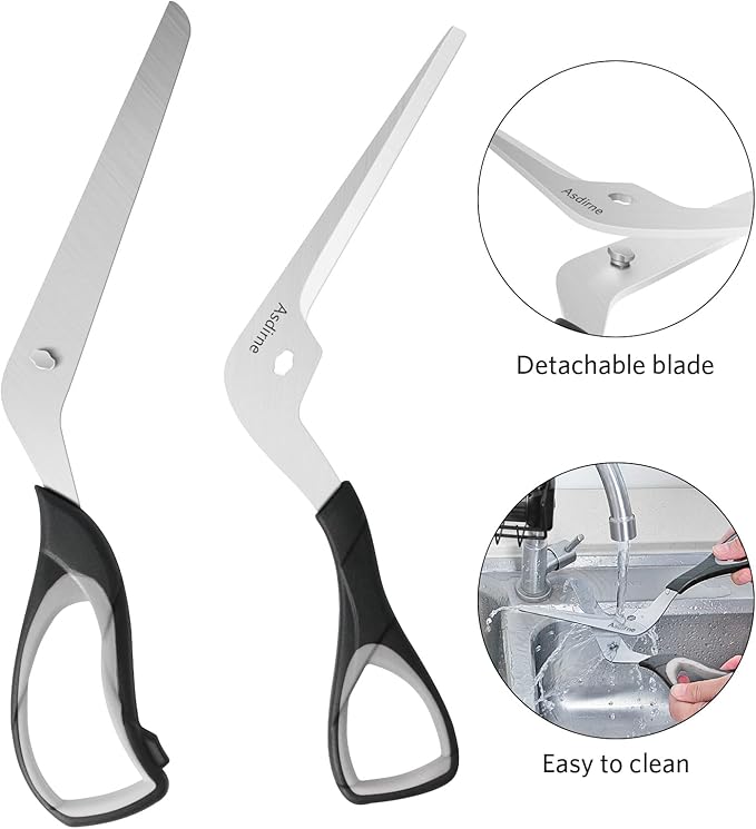 Asdirne Pizza Scissors, Pizza Cutter with Ultra Sharp Detachable Blade and Ergonomic Soft Grip, 10.3Inch, Black&Grey