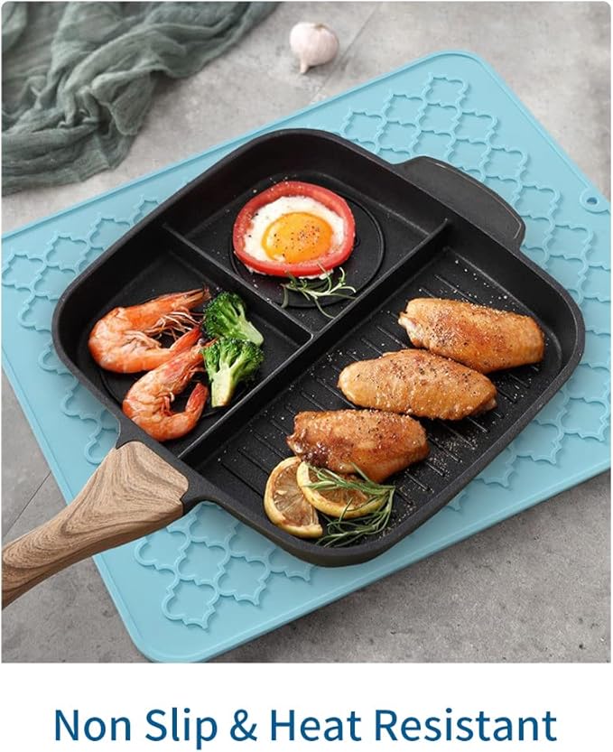 AMOAMI-Dish Drying Mats for Kitchen Counter-Silicone Dish Drying Mat-Kitchen Dish Drying Pad Heat Resistant Mat-Kitchen Gadgets Kitchen Accessories Kitchen Small Appliances(16" x 18",LIGHT BLUE)