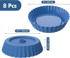 Webake Silicone Quiche Pan, 8pcs Fluted Tart Pans 5 Inch Round Baking Molds Small Maryann Cake Pans for Baking - Multicolor