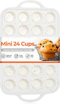 CAKETIME Mini Cupcake Pans, Metal Reinforced Frame Silicone Mini Muffin Pan Nonstick 24 Cups Easy to Handle for Baking Muffins, Cupcakes, Egg Bites 1 Pack
