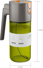 LUKUMIQI 2 in 1 Oil Sprayer for Cooking, 17oz Light-Blocking Glass Spray Bottle with Stickers, Oil Dispenser for Salad, Air Fryer & BBQ