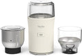 Martha Stewart Electric Coffee & Spice Grinder, Dual 2.5oz Removable Bowls, Storage Lids, Stainless Steel Blades, One Touch Pulse Control, 2-in-1 Compact, Beans & Spices, Herbs & Nuts, Linen White