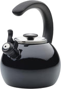 Circulon Enamel on Steel Whistling Induction Teakettle, Tea Kettle for Stovetop with Flip-Up Spout, 2-Quart, Black