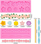 Baroque Silicone Molds Baroque Style Curlicues Scroll Lace Fondant Silicone Mold Scroll silicone Baroque Mold Relief Flower Lace Mould for Wedding Birthday Cake Decoration (Scalloped Wave 2)
