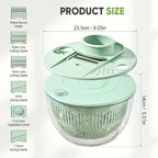 Salad Spinner with Slicer, Multifunctional Vegetable Spinner and Chopper, Large Capacity Salad Preparation Tool, Multi-blade Efficient Vegetable Washer for Home Kitchen (Green)