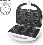 DSP Mini Donut Maker - Non-Stick, Cool Touch Electric Doughnut Machine for Mini Donuts - Perfect for Breakfast, Snacks & Desserts (White, 6 Donuts)