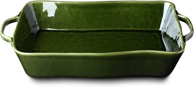 Verde Large Rectangular Stoneware Baker – 16” x 10.25” x 3” – 150oz Deep Dish for Casseroles, Lasagna & Roasting – Oven, Microwave & Dishwasher Safe – Elegant Oven-to-Table Bakeware