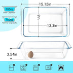 NUTRIUPS 5.7QT Rectangular Deep Glass Baking Dish, Large Glass Baking Pan for Oven, Clear Bakeware Deep Casserole Dish