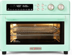 VAL CUCINA Retro Style Infrared Heating Air Fryer Toaster Oven, Extra Large Countertop Convection Oven 10-in-1 Combo, 6-Slice Toast, Enamel Baking Pan Easy Clean with Recipe Book, Green Color