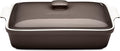 ROSSALLINI Stoneware Casserole Dish Bakeware Set with Lid, Covered Rectangular Dinnerware, Extra Large 4.23 Quart, 13 by 9 Inch, Oyster
