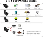 Multi-Capsule Coffee Maker, Hot/Cold Coffee Maker, Milk, ESE Pod Ground Coffee, Cafeteria, 19 Bar, 5 in 1 (Color : H2B M1A Tray BK, Size : CHINA_UK)