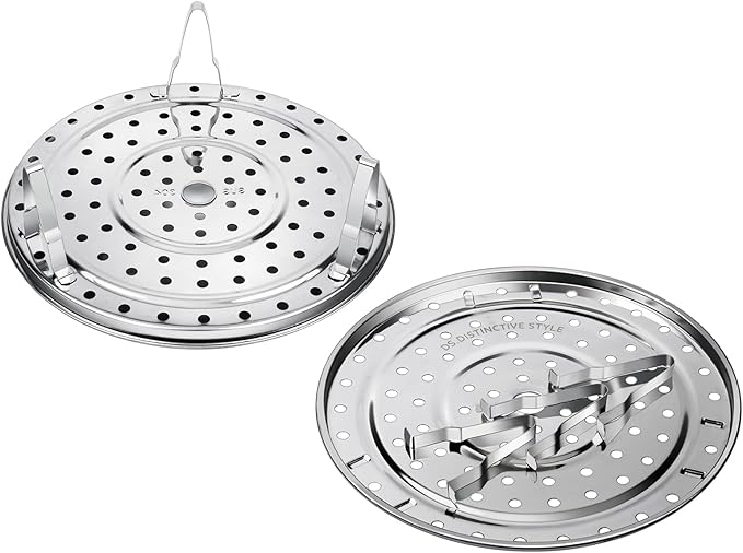 DS. DISTINCTIVE STYLE Steamer Rack 304 Stainless Steel Steaming Rack Steam Tray with Removable Legs for Instant Pressure Cooker Multi-functional Steamer Basket (Silver - 22cm)