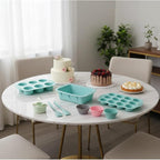 25 PCS Silicone Baking Pans Set, Nonstick Bakeware Sets with Round/Square Cake Pans, Muffin Pan, Baking Cups and Spoons for Bread, Cupcakes and Desserts