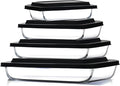 EATEX 8-Piece Deep Glass Casserole Dishes for Oven with Plastic Lids, Glass Baking Dishes for Oven, Rectangular Bakeware for Lasagna, Cooking, Leftovers, Kitchen, Freezer to Oven Dishwasher Safe