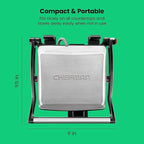 Chefman Panini Press Grill and Gourmet Sandwich Maker NonStick Coated Plates,Opens 180 Degrees to Fit Any Type or Size of Food,Stainless Steel Surface and Removable Drip Tray,4 Slice,Black,(Pack of 2)