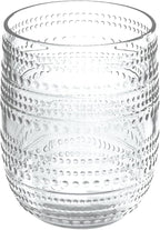 Beaded 15 oz Durable Acrylic Stemless Wine Glasses, Shatter-Resistant and Dishwasher-Safe Indoor/Outdoor Drinkware, Glass for Wine, Sangria, and Spritzers - Clear - Set of 6