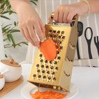 MINGYU Professional Kitchen Accessories 4pcs - Gold Box Grater 4 Sides, Garlic Press Stainless Steel, Potato & Apple Peeler, Stainless Steel Corn Peeler, Best For Vegetables & Fruits