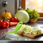2Pcs Green Cabbage Shredder,Vegetable Cutter Cabbage Slicer,Stainless Steel Fruit Vegetable Potato Peeler Must Have for Home Restaurants Peeling, Grating and Slicing Tools 18 * 12cm