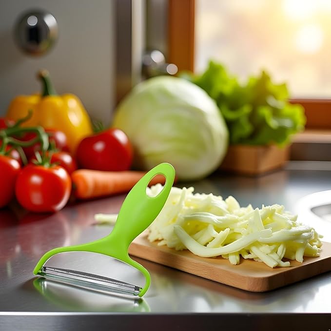 2Pcs Green Cabbage Shredder,Vegetable Cutter Cabbage Slicer,Stainless Steel Fruit Vegetable Potato Peeler Must Have for Home Restaurants Peeling, Grating and Slicing Tools 18 * 12cm