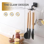 Healifty 4pcs Rotatable Kitchen Utensil Hooks Wall Hangers, Adhesive Under Cabinet Hook Set in Black and White, 360-degree Swivel Storage for Kitchen Organization and Easy Access