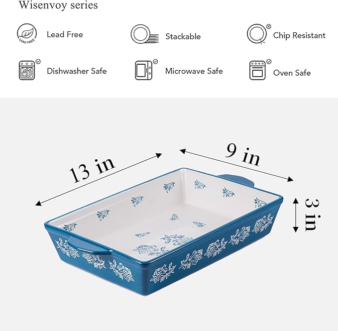 Wisenvoy Casserole Dish Baking Dish Ceramic Lasagna Pan Bakeware Sets Baking Dishes 13x9 Baking Dish Baking Dish Set