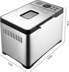Happybuy Bread Maker, Dough Machine(19-in-1 2LB), Nonstick Ceramic Pan Automatic Breadmaker with Gluten Free Setting, Whole Wheat Bread Making, Digital, Programmable, 3 Loaf Sizes, 3 Crust Colors