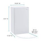 Avanti Mini Fridge Compact Refrigerator for Home Office or Dorm with Reversible Recessed Door, Adjustable Door Bins and Glass Shelves with Adjustable Temperature Control, 3.2-Cu.Ft., White