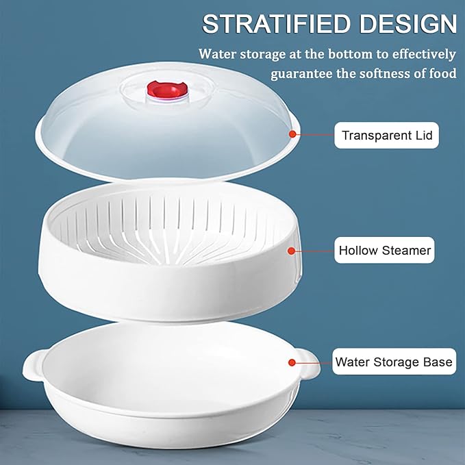 Microwave Vegetable Steamer, Microwave Steamer for Vegetables, Microwave Heating Bowl, Micro Cookware for Cooking (1 - Layer)