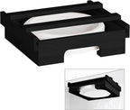 Paper Plate Dispenser, 9-inch Bamboo Paper Plate Dispenser Under Cabinet, Kitchen Counter Vertical Holder Organizer Countertop Caddy Black