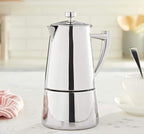 Cuisinox Roma Stovetop Espresso Maker COF-10R, Stainless Steel Coffee Percolator Stovetop, Heat-Resistant & Non-Reactive, 10-Cup Italian Espresso Maker Easy to Clean, Durable Stove Top Percolator