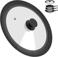 Universal Lid for Pots, Pans and Skillets - Tempered Glass Lid with Heat Resistant Silicone Rim Fits 10", 11", 12" Diameter Cookware, Replacement Lid for Frying Pan & Cast Iron Skillet
