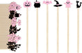 JarThenaAMCS 120Pcs Halloween Coffee Stirrers Disposable Pink Black Ghost Bat Cat Pumpkin Stir Sticks Wooden Drink Stirrer for Hot Chocolate Milkshake Restaurant Home Office