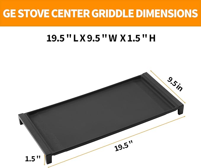 Upgraded WB31X24738 WB31X49806 Griddle Replacement Parts for GE Gas Stove Cast Iron Griddle Plate WB31X24998 General Electric Range StoveTop Cooktop Center Griddle Stove Burner Middle Flat Top Pan