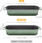 Flavehc Bread Pan Cast Iron Loaf Pan with Lid Bread Loaf Pan 13x5 Inch Enameled Cast Iron Sourdough Bread Pan,AquaGreen