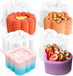 4pcs Nonstick Silicone Molds for Baking Supplies, Square Star Heart Flower Cake Mold Silicone Cake Molds for Pudding Mousse Chocolate Jelly Muffin Bread Cheesecake Baking Pan Fancy Cakes Pastry Mould
