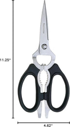 Messermeister 8-Inch Take-Apart Kitchen Scissors, Black - Includes Screwdriver, Nut Cracker, Jar Lid Opener/Gripper, Bottle Opener & Bone + Twig Cutter - Suitable for Lefties & Righties