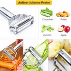 Julienne Peeler, Stainless Steel Vegetable Peeler, Double-Sided Blade Vegetable Julienne Cutter and Fruit Slicer, Dual Blade Multifunction Potato Peeler