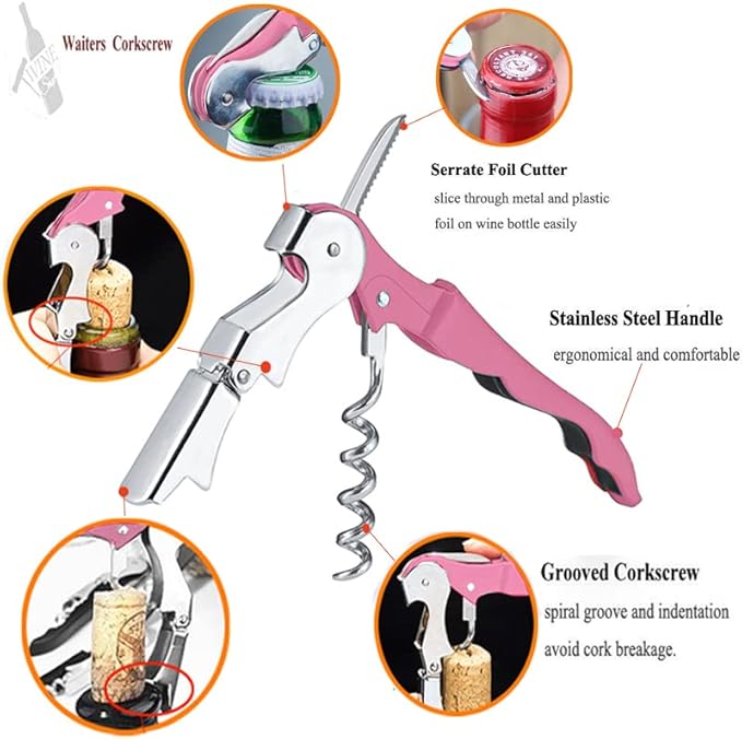 Professional Waiter Corkscrew Wine Openers Set(2PCS), Heavy Duty Stainless Steel Hinges Wine Key for Restaurant Waiters, Sommelier, Bartenders