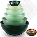 LemonRoad 6 Pcs Plastic Mixing Bowl Set with Lids Colorful Serving Bowl Nesting Storage Bowls for Kitchen, Baking, Prepping, Cooking and Serving Food, Dishwasher & Microwave Safe(Green)