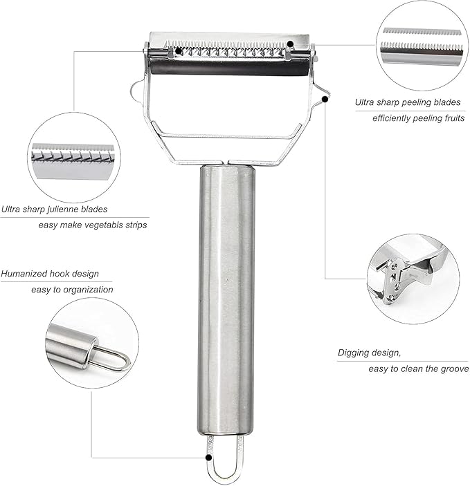 Multifunctional Peeler- Stainless Steel, Fruit & Vegetable Peeler, Cheese Slicer, Julienne Slicer/Shredder