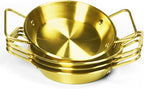 Pie pans Quirche Dishes Stainless Steel Set of 4, Specialty Gratins Pots and Pans Cookware, Au Gratin Baking Dish with Handles, 27 Oz, for Oven Roasting, Individual portion, Gold 8.3 Inch